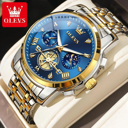 OLEVS 2856 Fitwheel Moon Phase Chronograph Original Quartz Wristwatch