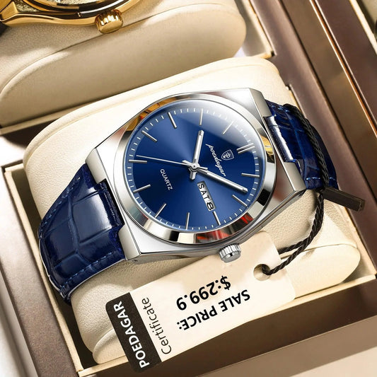 POEDAGAR 930 Slim, Luminous, Date & Week Men's Watch