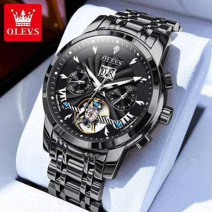 OLEVS 9965 Original Luxury Skeleton Flywheel Mechanical Wristwatch