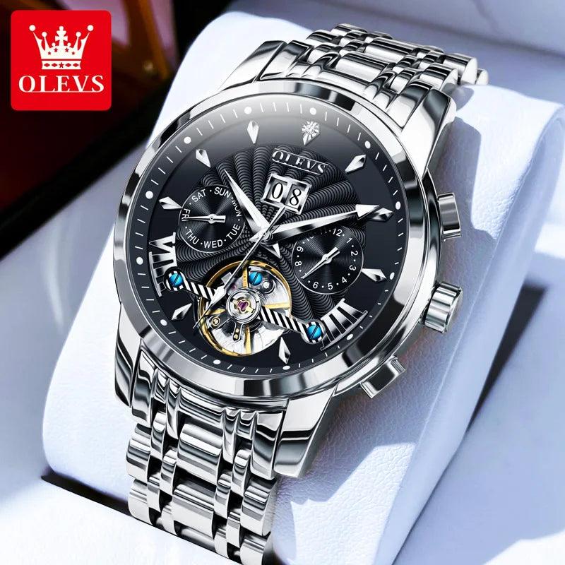 OLEVS 9965 Original Luxury Skeleton Flywheel Mechanical Wristwatch