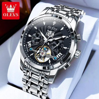 OLEVS 9965 Original Luxury Skeleton Flywheel Mechanical Wristwatch