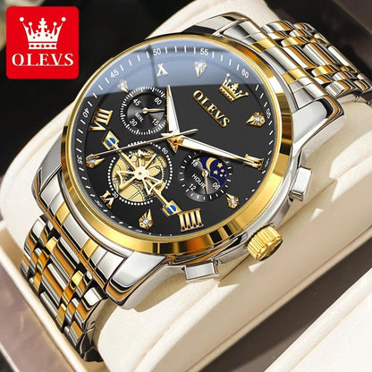 OLEVS 2856 Fitwheel Moon Phase Chronograph Original Quartz Wristwatch