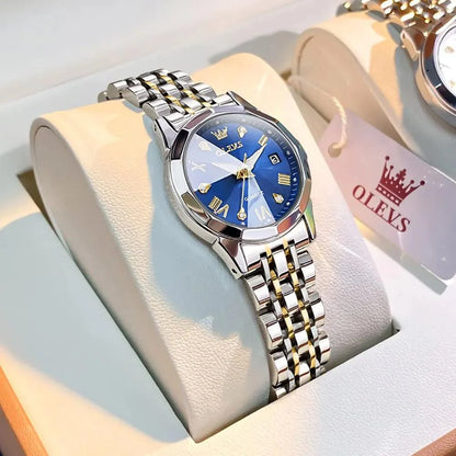 OLEVS 9931L Elegant Rhombus Mirror Original Quartz Ladies Wristwatch