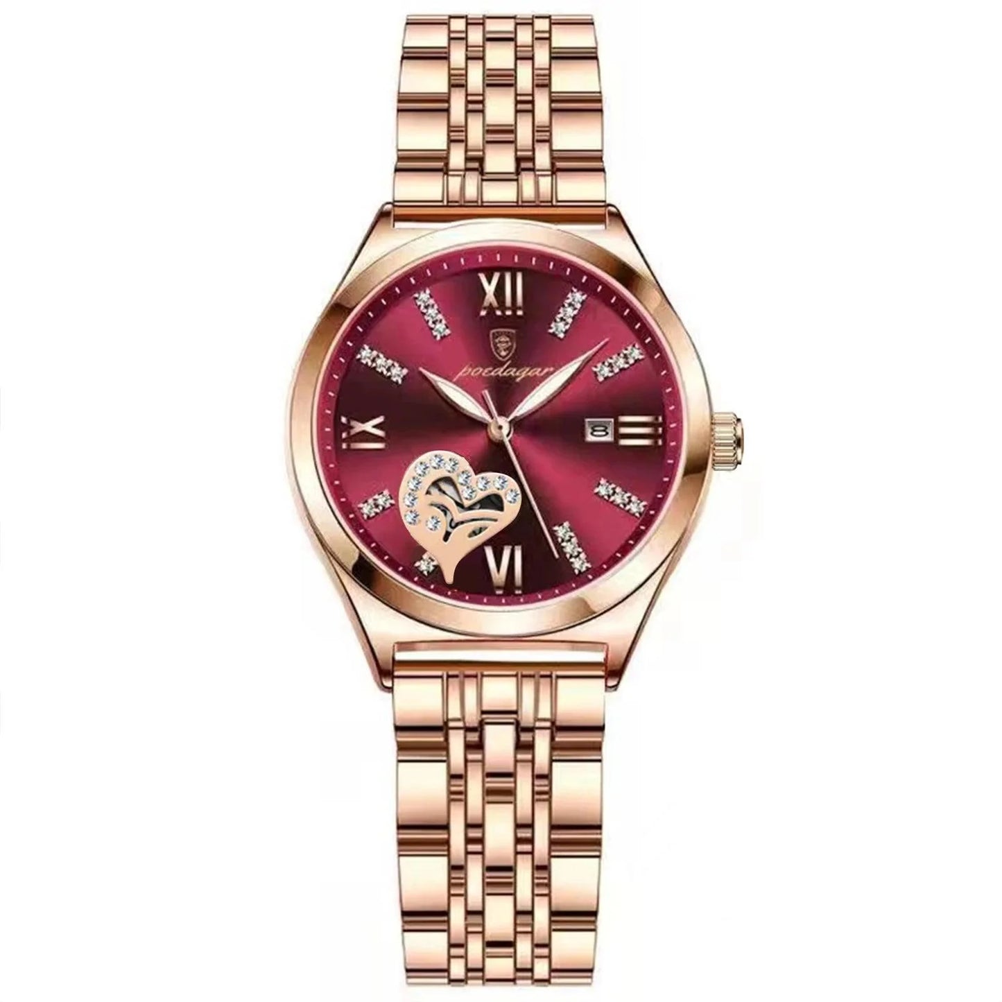 POEDAGAR 320 Luxury Luminous Date Stainless Steel Quartz Ladies Watch