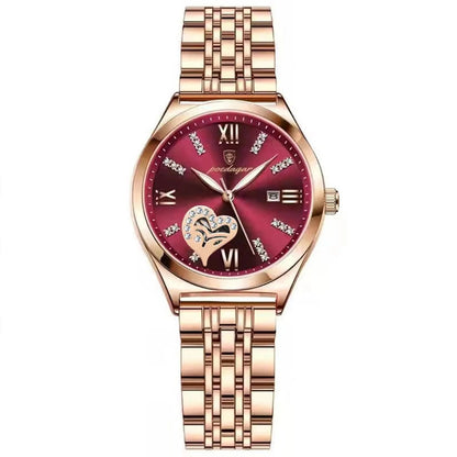 POEDAGAR 320 Luxury Luminous Date Stainless Steel Quartz Ladies Watch
