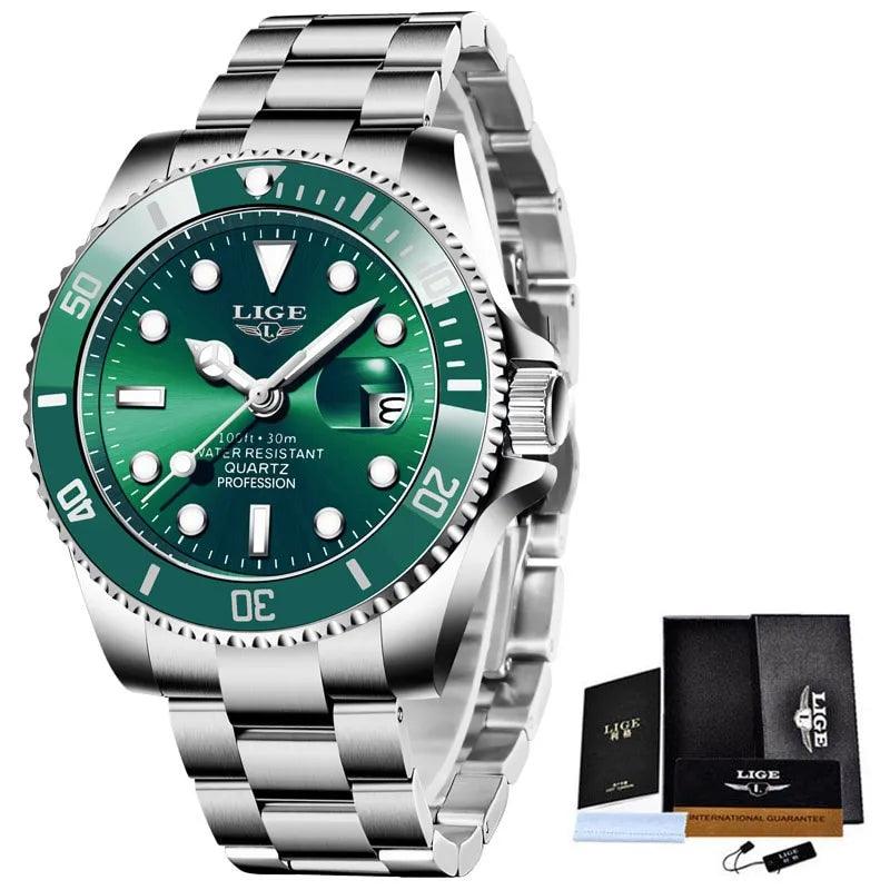 LIGE 10045 Luxury Fashion Diver Watch Men With Rotating Bezel