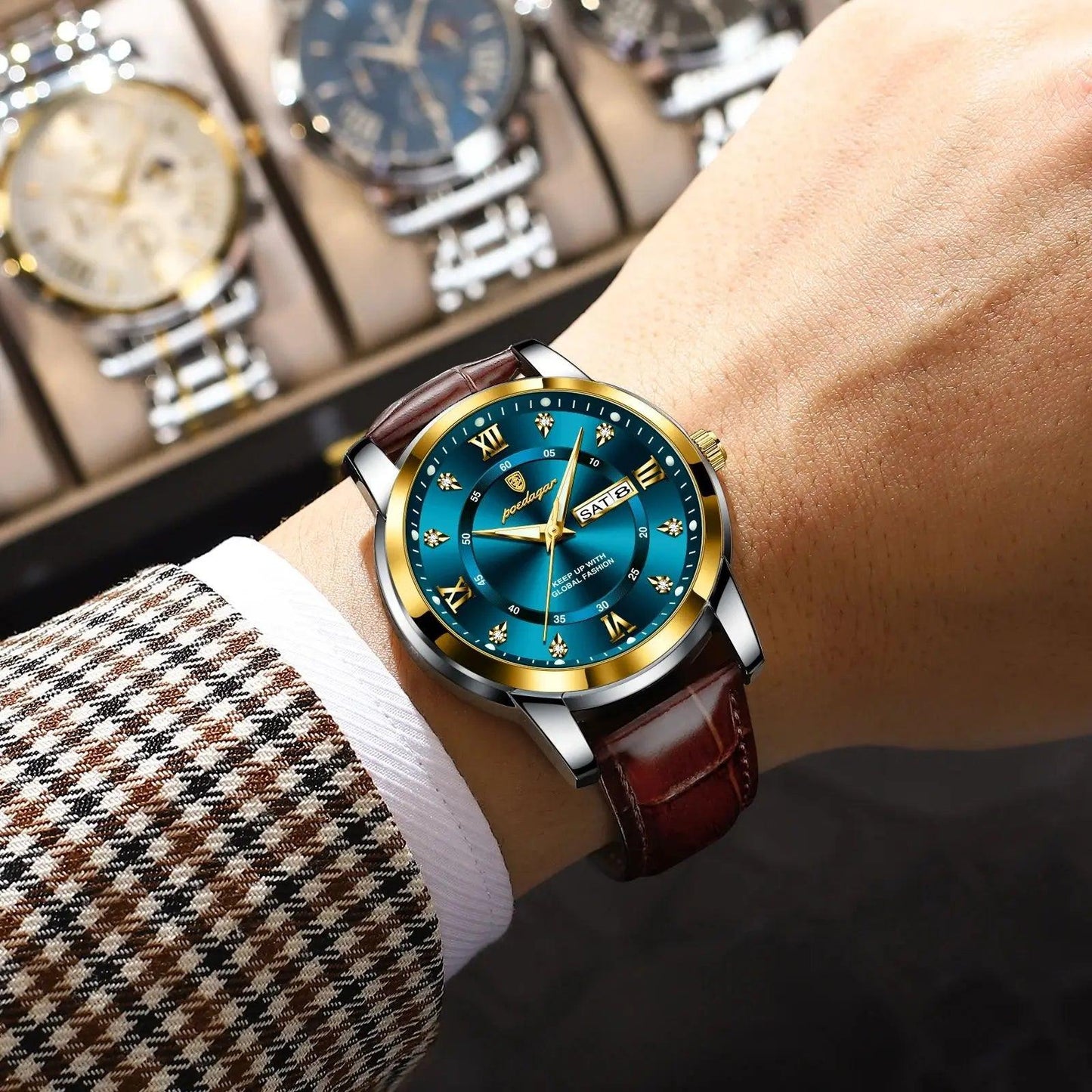 POEDAGAR 936L Luxury Man Wristwatch Waterproof, Luminous, Date & Week