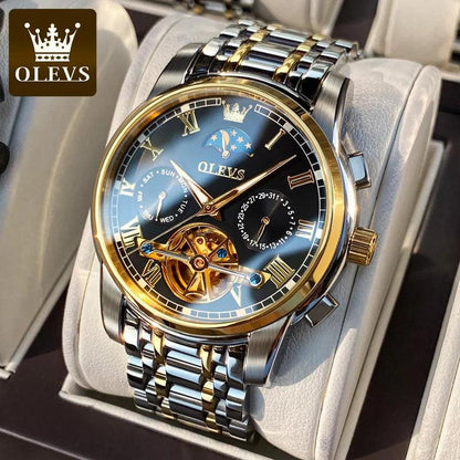 OLEVS 6617 Automatic Skeleton Tourbillon Mechanical Self Winding Original Watch