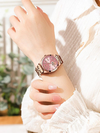 POEDAGAR 320 Luxury Luminous Date Stainless Steel Quartz Ladies Watch