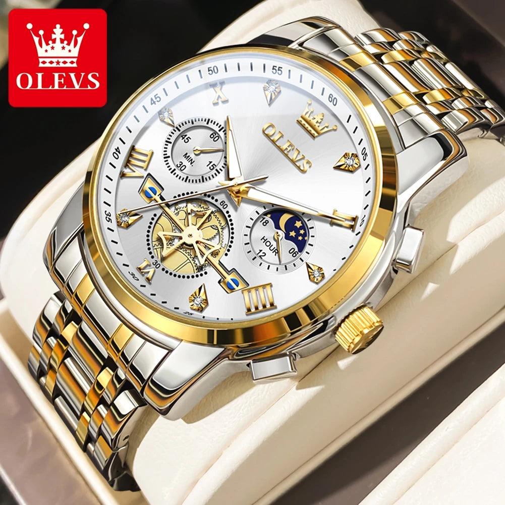 OLEVS 2856 Fitwheel Moon Phase Chronograph Original Quartz Wristwatch