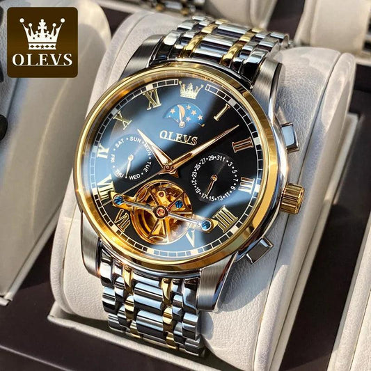 OLEVS 6617 Automatic Skeleton Tourbillon Mechanical Self Winding Original Watch