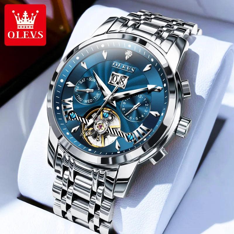 OLEVS 9965 Original Luxury Skeleton Flywheel Mechanical Wristwatch