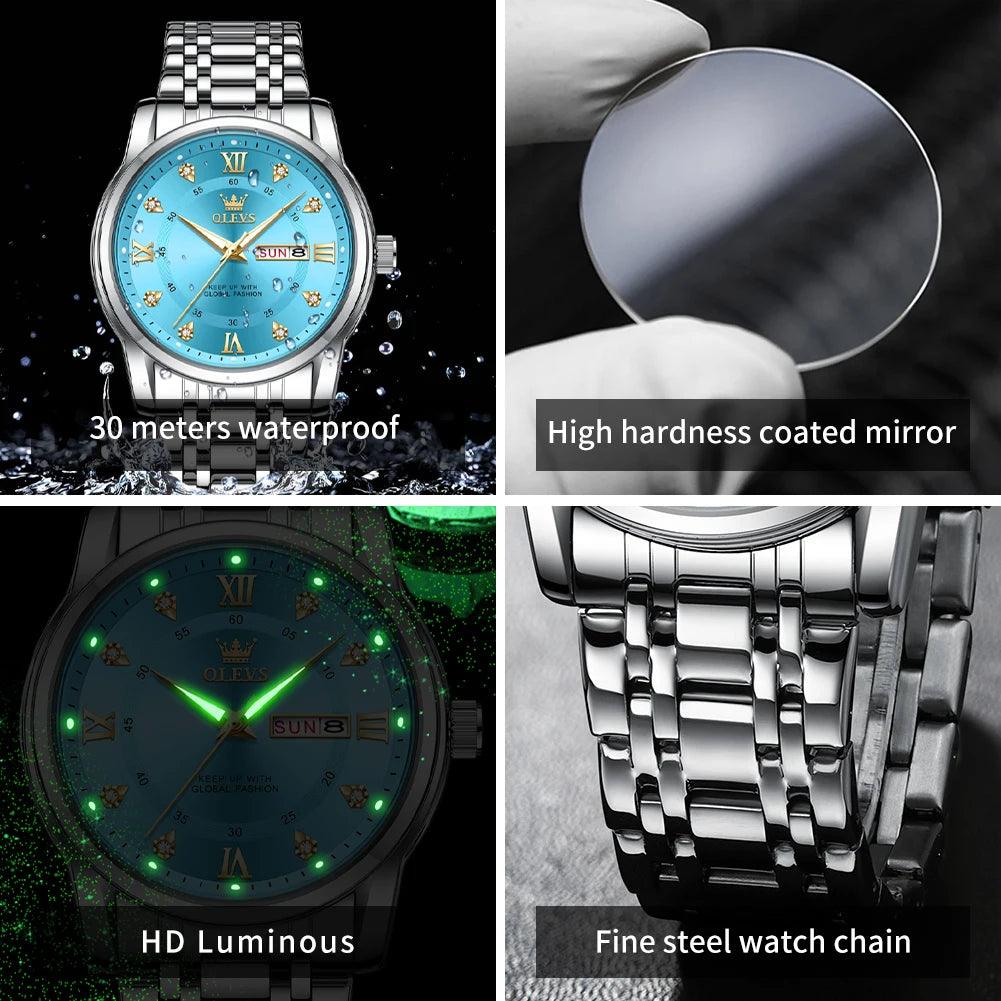 OLEVS Men's Classic Business Wristwatch Dual Calendar