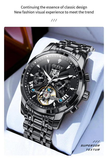 OLEVS 9965 Original Luxury Skeleton Flywheel Mechanical Wristwatch