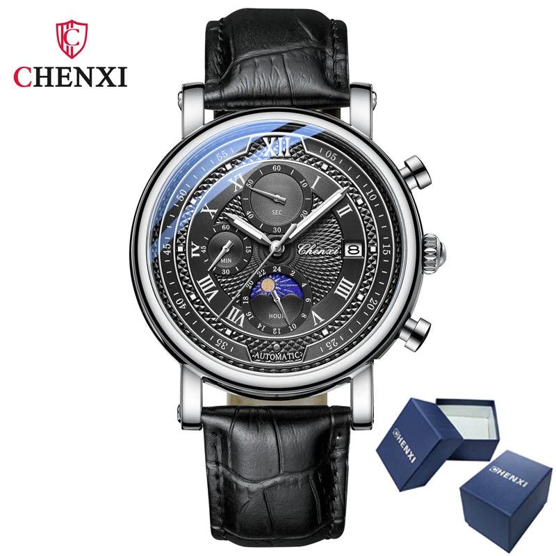 Chenxi 976 Leather Chronograph Moon Phase