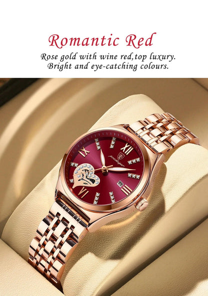 POEDAGAR 320 Luxury Luminous Date Stainless Steel Quartz Ladies Watch